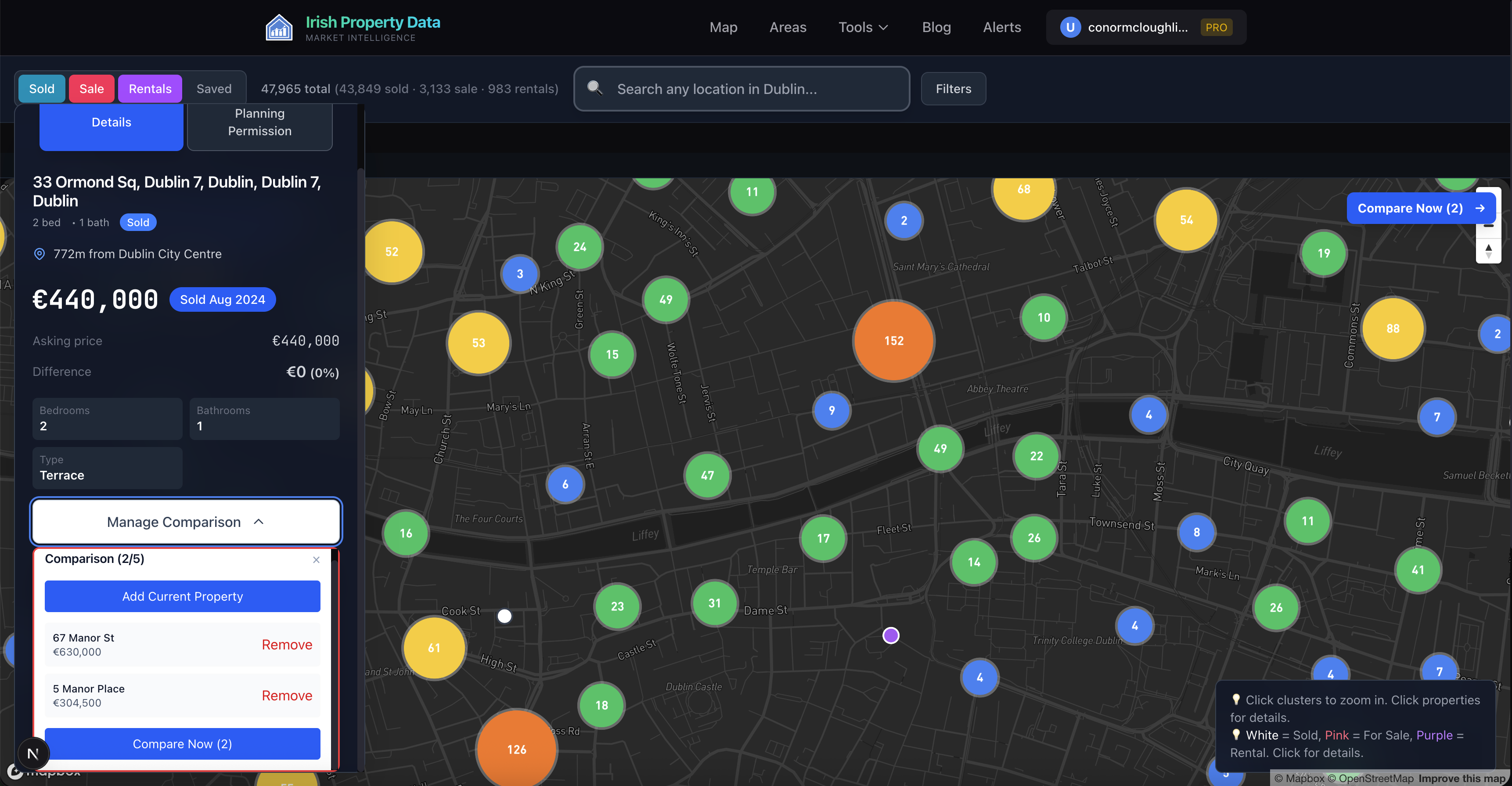 Side-by-side property comparison
